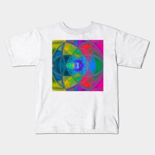 Mosaic Kaleidoscope Flower Rainbow Kids T-Shirt